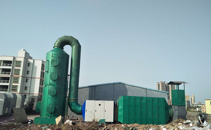 家具廠噴漆廢氣處理工程（噴淋塔+UV光解+活性炭吸附器）